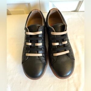 On Foot Citrus Basket Womens Black Leather Handcrafted Sneakers 6.5/37 SPAIN EUC